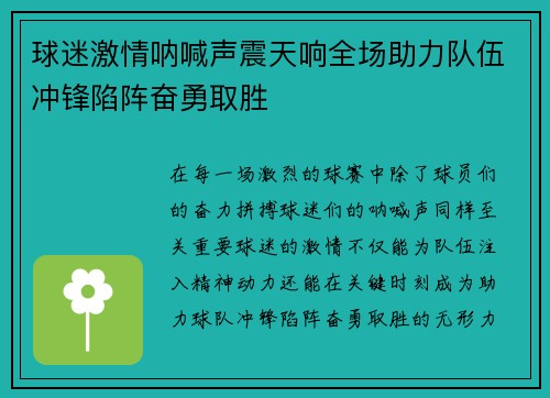 球迷激情呐喊声震天响全场助力队伍冲锋陷阵奋勇取胜